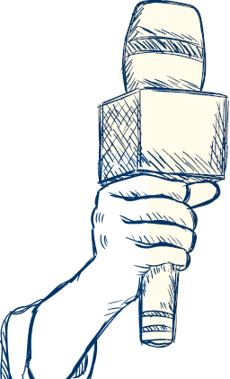A hand holding a microphone